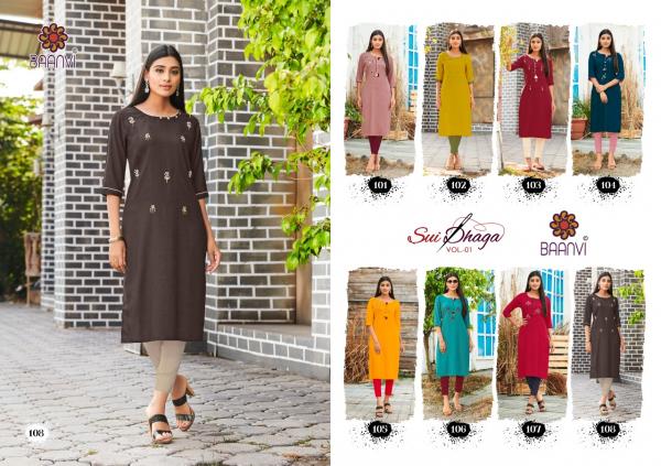 Baanvi Sui Dhaga 1 Fancy Rayon Ethnic Wear Kurti 